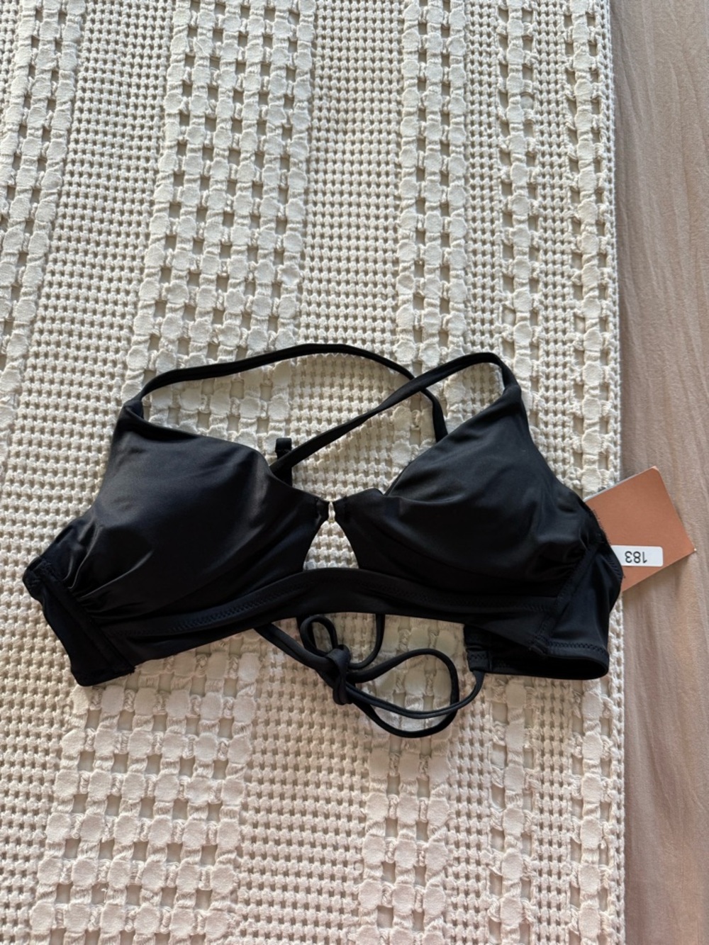 NEW Shade &‎ Shore Black Strappy Bikini Top Size 34B